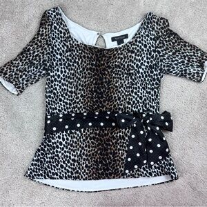 WHBM White House Black Market Knit Peplum Top Blouse Size Medium